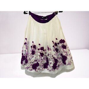 INA Skirt Full A-Line Lined Embroidered Purple Floral Size xSmall